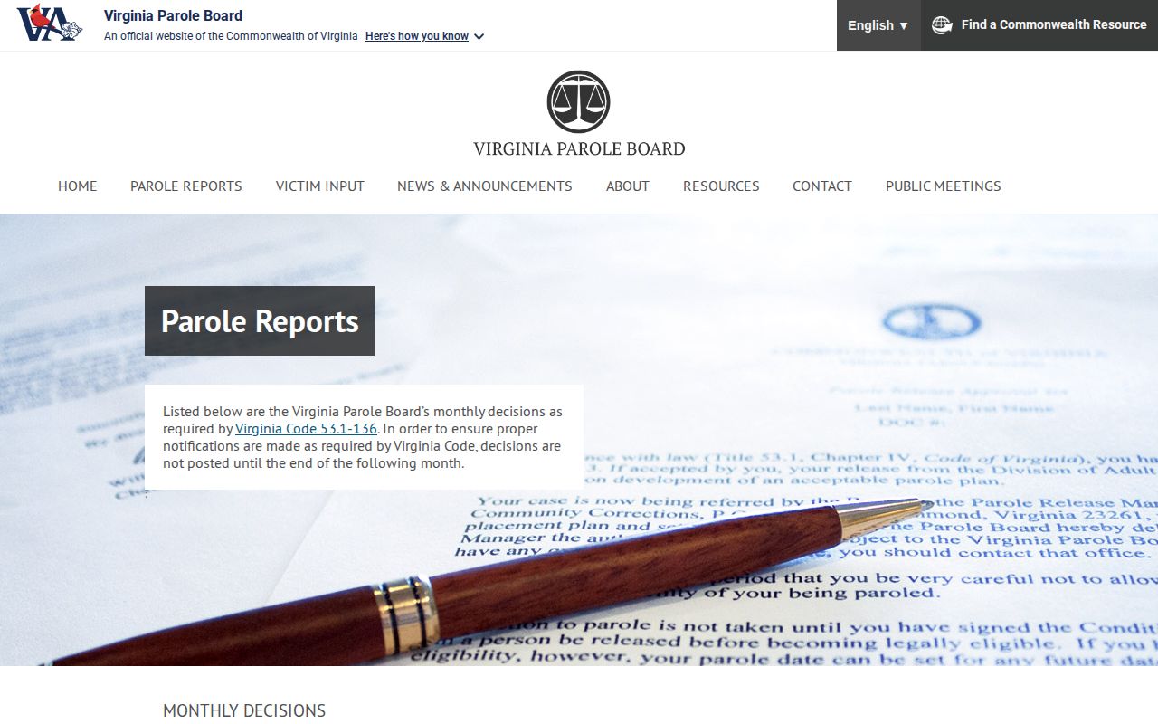 Essex County parole decision report source