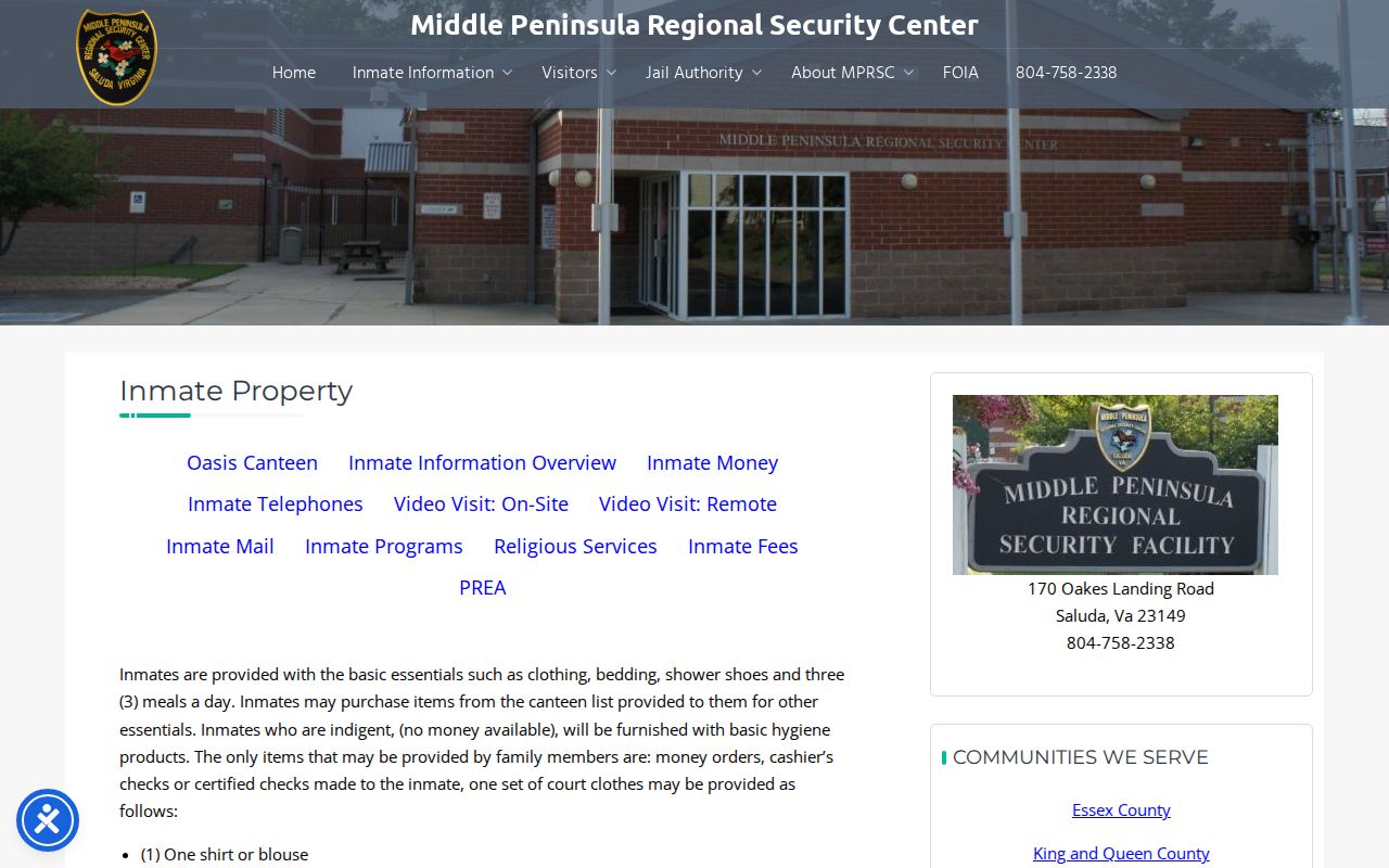 MPRSC property pickup after an Essex County release or transfer