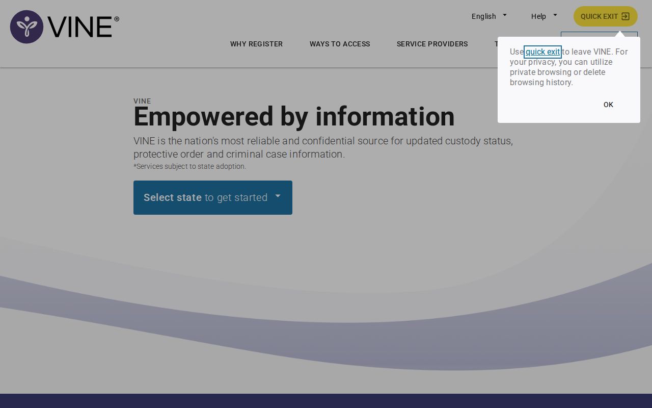 Essex County VINELink release check Virginia selection screen
